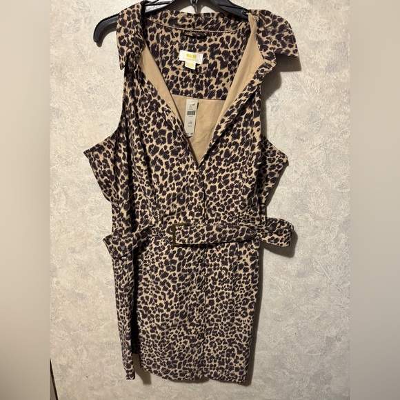 Anthropologie Maeve Belted Sleeveless Shirt Dress NWT in Leopard Print 18W - Picture 1 of 8